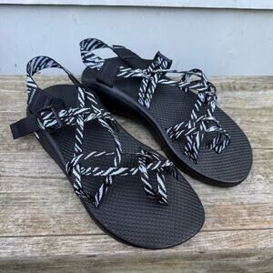 Chaco Z Cloud ZX2 Black White Strappy Sandals Style JCH109038 Womens 10 NWOB